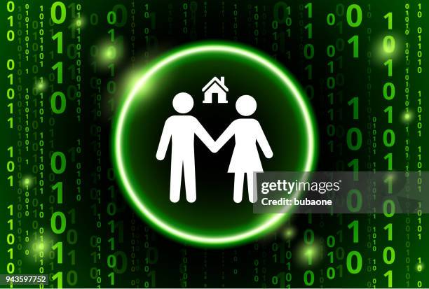 couple and new home binary code vector pattern background - family buying a house stock illustrations