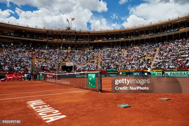 Philipp Kohlschreiber of Germany in action in his match against David Ferrer of Spain during day three of the Davis Cup World Group Quarter Finals...