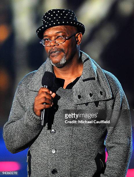 Actor Samuel L. Jackson speaks onstage at Spike TV's 7th Annual Video Game Awards at the Nokia Event Deck at LA Live on December 12, 2009 in Los...