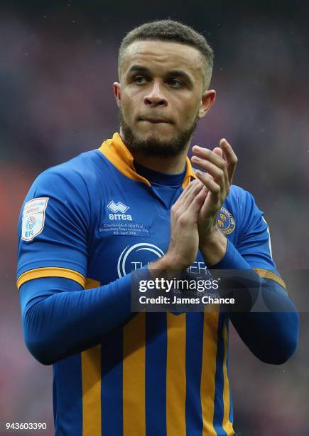 Carlton Morris of Shrewsbury Town looks dejected after the Checkatrade Trophy Final match between Shrewsbury Town and Lincoln City at Wembley Stadium...