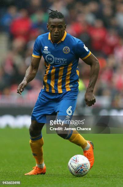 Omar Beckles of Shrewsbury Town runs with the ball during the Checkatrade Trophy Final match between Shrewsbury Town and Lincoln City at Wembley...