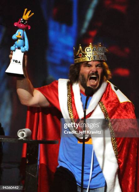 Actor Jack Black onstage at Spike TV's 7th Annual Video Game Awards at the Nokia Event Deck at LA Live on December 12, 2009 in Los Angeles,...