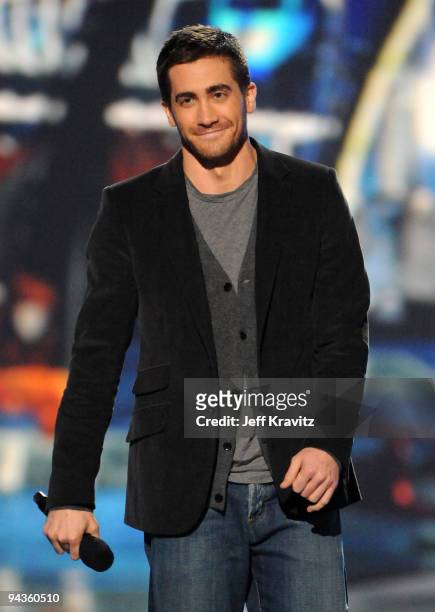 Actor Jake Gyllenhaal onstage at Spike TV's 7th Annual Video Game Awards at the Nokia Event Deck at LA Live on December 12, 2009 in Los Angeles,...