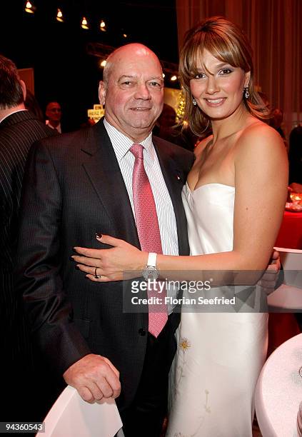 Air Berlin CEO Joachim Hunold and former swimmer Franziska van Almsick attend the aftershow party of 'Ein Herz fuer Kinder' Gala at Studio 20 at...