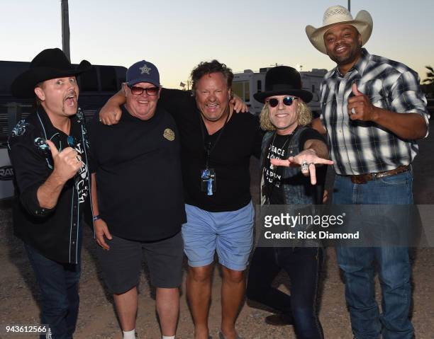 John Rich of Big & Rich, Brian Andrews and Troy Vollhoffer of Country Thunder, Big Kenny and Cowboy Troy of Big & Rich backstage during Country...