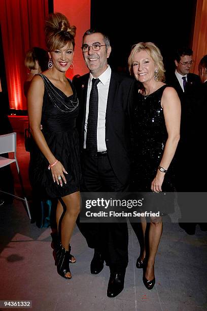 Verona Pooth and tv host Sabine Christiansen and husband Norbert Medus attend the aftershow party of 'Ein Herz fuer Kinder' Gala at Studio 20 at...