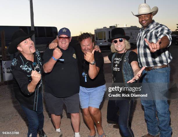 John Rich of Big & Rich, Brian Andrews and Troy Vollhoffer of Country Thunder, Big Kenny and Cowboy Troy of Big & Rich backstage during Country...