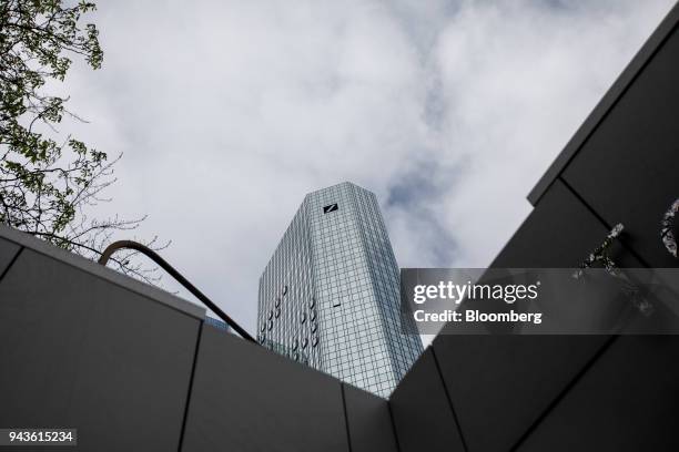 One of the twin towers of the skyscraper headquarters of Deutsche Bank AG stands in Frankfurt, Germany, on Monday, April 9, 2018. Deutsche Bank AG's...