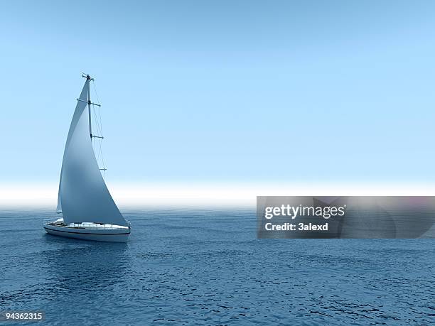 yacht in mare. - vela foto e immagini stock