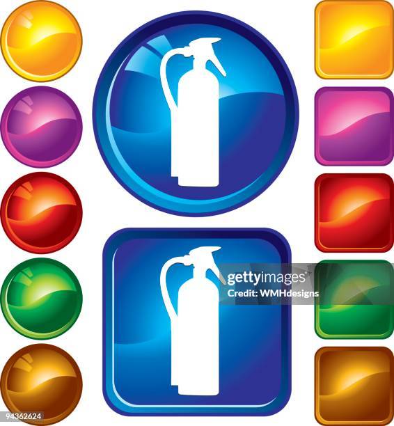 extinguisher icons - fire extinguisher glass stock illustrations
