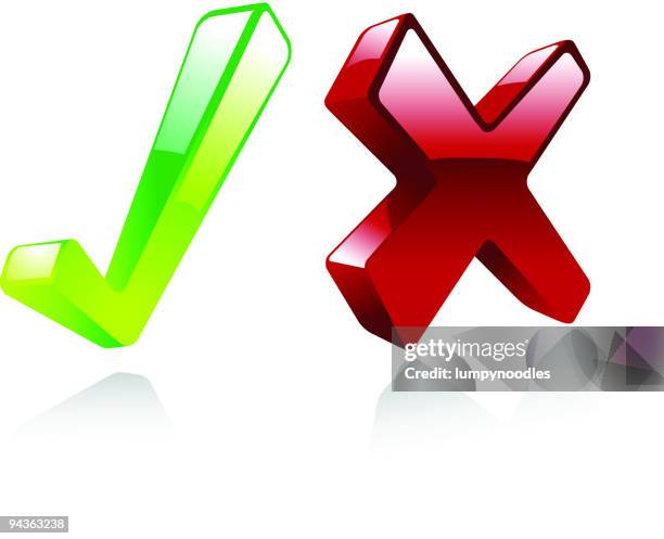 check and x mark - right wrong stock illustrations