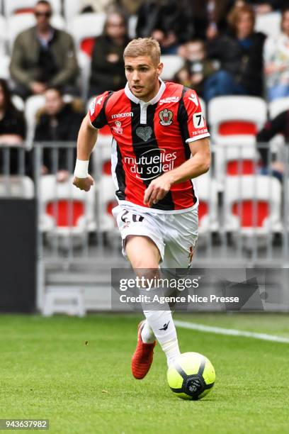 Maxime Le Marchand of Nice during the Ligue 1 match between OGC Nice and Stade Rennes at Allianz Riviera on April 8, 2018 in Nice, .