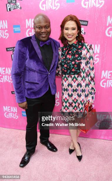 Tituss Burgess and Ellie Kemper attending the Broadway Opening Night Performance of "Mean Girls" at the August Wilson Theatre Theatre on April 8,...
