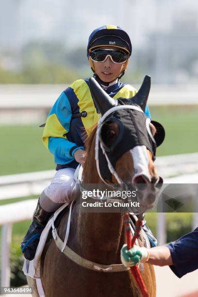 Jockey Matthew Poon Ming-fai riding Jolly Gene wins Race 6 Dongcheng District Handicap at Sha Tin racecourse on April 8 , 2018 in Hong Kong, Hong...