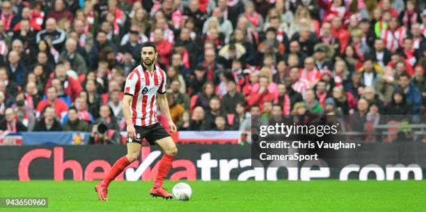 Lincoln City's Sam Habergham during the Checkatrade Trophy Final match between Lincoln City and Shrewsbury Town at Wembley Stadium on April 8, 2018...