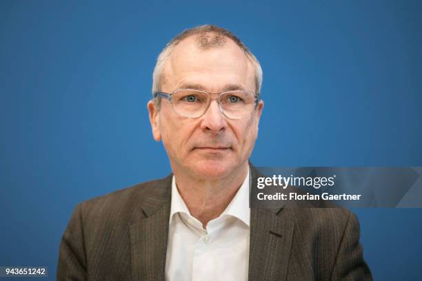 Volker Beck, former member of the German Bundestag, is pictured during a press conference on April 09, 2018 in Berlin, Germany.