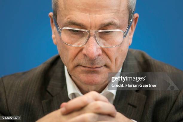 Volker Beck, former member of the German Bundestag, is pictured during a press conference on April 09, 2018 in Berlin, Germany.
