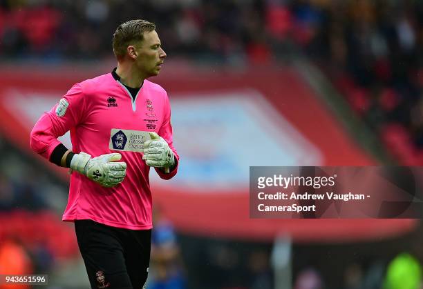 Lincoln City's Ryan Allsop during the Checkatrade Trophy Final match between Lincoln City and Shrewsbury Town at Wembley Stadium on April 8, 2018 in...