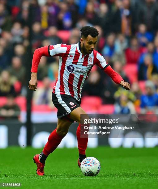 Lincoln City's Matt Green during the Checkatrade Trophy Final match between Lincoln City and Shrewsbury Town at Wembley Stadium on April 8, 2018 in...