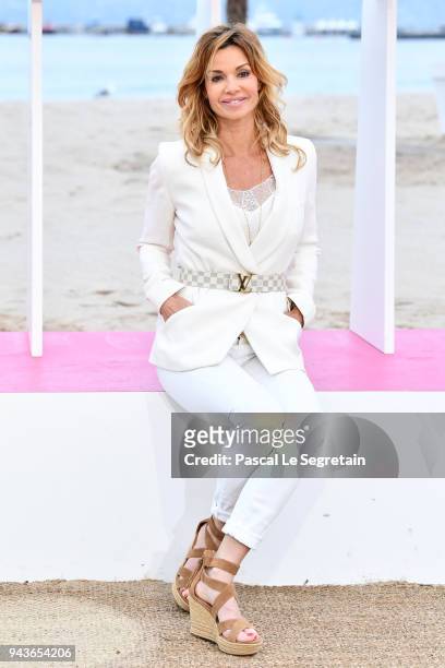 Ingrid Chauvin from the serie "Demain nous appartient" attends a photocall during the 1st Cannes International Series Festival on April 9, 2018 in...