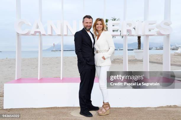 Alexandre Brasseur and Ingrid Chauvin from the serie "Demain nous appartient" attend a photocall during the 1st Cannes International Series Festival...