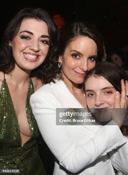 Barrett Wilbert Weed, Tina Fey and daughter Alice Richmond pose at the opening night after party for the new musical "Mean Girls" on Broadway based...