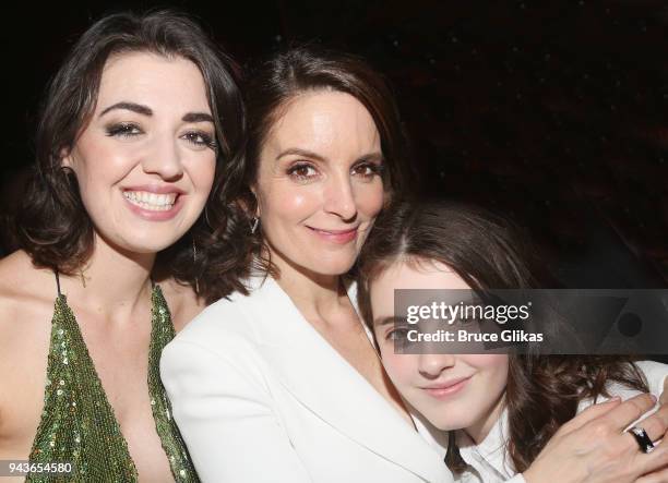 Barrett Wilbert Weed, Tina Fey and daughter Alice Richmond pose at the opening night after party for the new musical "Mean Girls" on Broadway based...