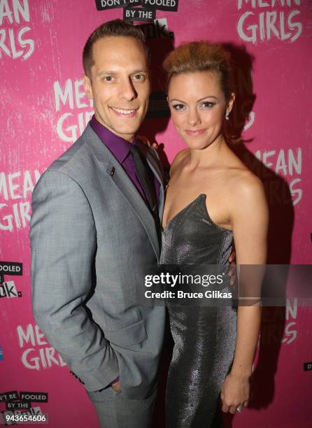 Spencer Howard and wife Kate Rockwell pose at the opening night after party for the new musical "Mean Girls" on Broadway based on the cult film at...