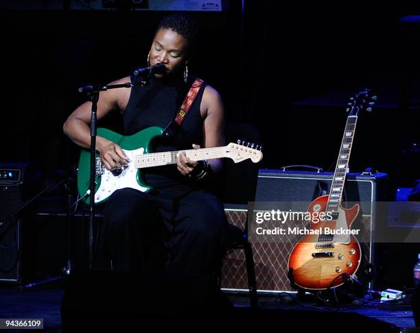 Singer India.Arie performs at Stevie Wonder's House Full of Toys Benefit Concert at Nokia LA Live on December 12, 2009 in Los Angeles, California.