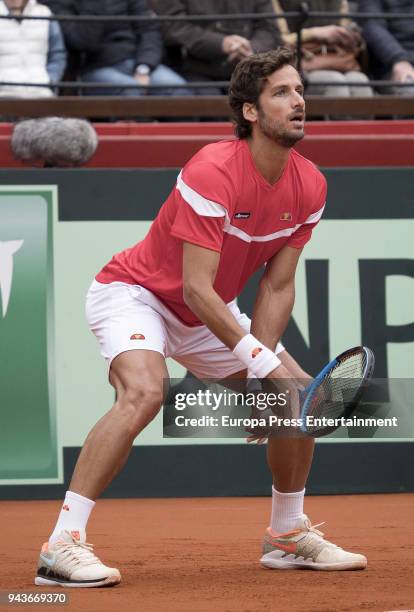 Feliciano Lopez attends a match during day one of the Davis Cup World Group Quarter Finals match between Spain and Germany at Plaza de Toros de...