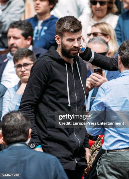 Gerard Pique football player of FC Barcelona attends the match between David Ferrer of Spain and Alexander Zverev of Germany during day one of the...