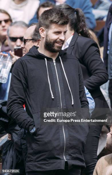 Gerard Pique football player of FC Barcelona attends the match between David Ferrer of Spain and Alexander Zverev of Germany during day one of the...