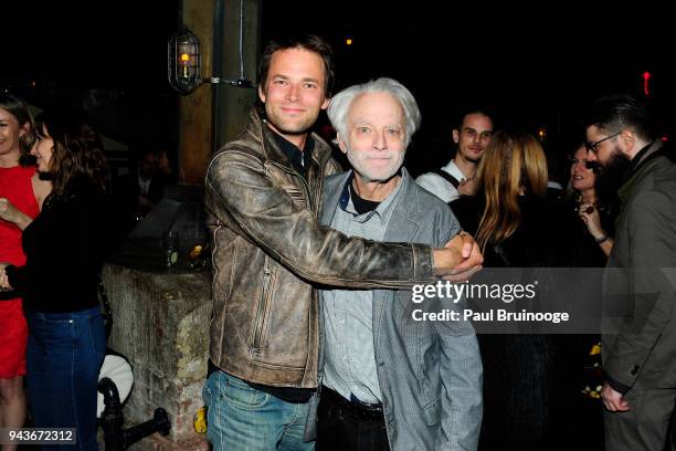 Fritz Bohm and Brad Dourif attend The Cinema Society & Gemfields host the after party for IFC Midnight's "Wildling" at Alley Cat Amateur Theatre at...