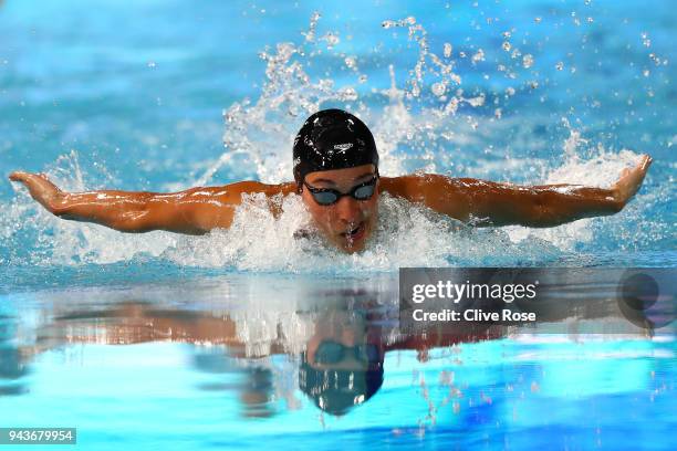 Alys Thomas of Wales competes during the Women's 200m Butterfly Final on day five of the Gold Coast 2018 Commonwealth Games at Optus Aquatic Centre...