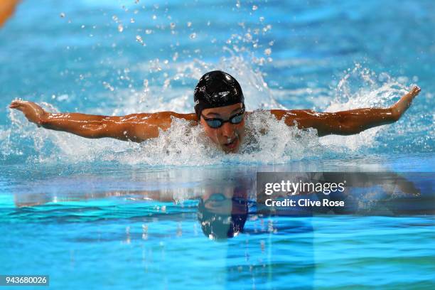 Alys Thomas of Wales competes during the Women's 200m Butterfly Final on day five of the Gold Coast 2018 Commonwealth Games at Optus Aquatic Centre...