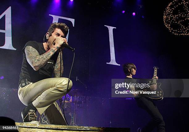 Davey Havok and Jade Puget of AFI perform KROQ's Almost Acoustic Christmas 2009 - Day 1 at Gibson Amphitheatre on December 12, 2009 in Los Angeles,...