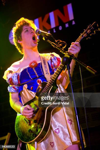 Andrew Grant Tobiassen of Deer Tick performs on stage at Bikini on the fourth day of the San Miguel Primavera festival on December 12, 2009 in...