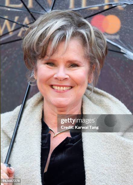 Imelda Staunton attends The Olivier Awards with Mastercard at Royal Albert Hall on April 8, 2018 in London, England.