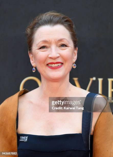 Lesley Manville attends The Olivier Awards with Mastercard at Royal Albert Hall on April 8, 2018 in London, England.