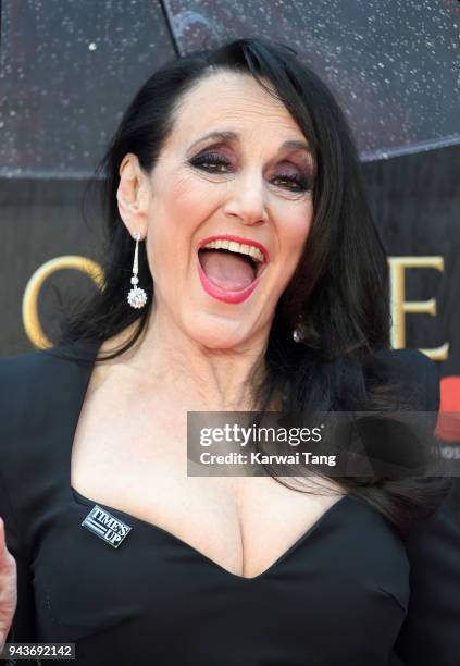 Lesley Joseph attends The Olivier Awards with Mastercard at Royal Albert Hall on April 8, 2018 in London, England.