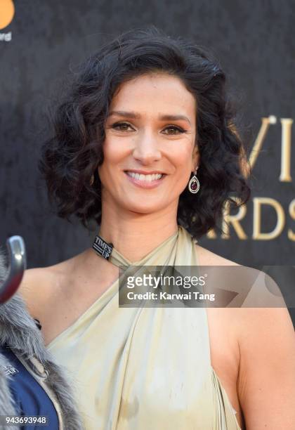 Indira Varma attends The Olivier Awards with Mastercard at Royal Albert Hall on April 8, 2018 in London, England.