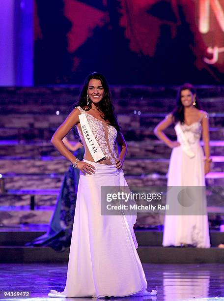 Miss Gibraltar, Kaiane Aldorino poses before being crowned Miss World 2009 at the Gallagher Convention Centre on December 12, 2009 in Johannesburg,...