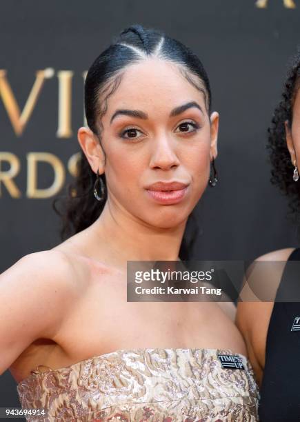 Pearl Mackie attends The Olivier Awards with Mastercard at Royal Albert Hall on April 8, 2018 in London, England.