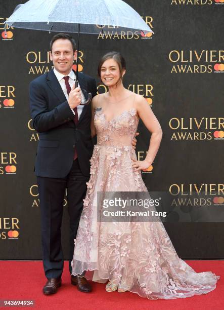 Patrick Myles and Amy Noble attend The Olivier Awards with Mastercard at Royal Albert Hall on April 8, 2018 in London, England.