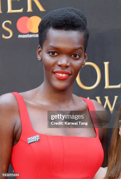 Sheila Atim attends The Olivier Awards with Mastercard at Royal Albert Hall on April 8, 2018 in London, England.