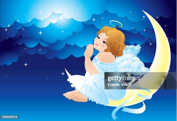 angel - baby angel wings stock illustrations