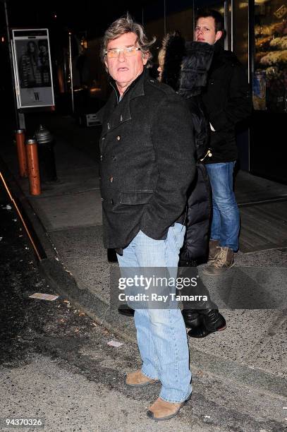 Actor Kurt Russell walks to his Midtown Manhattan home after seeing Catherine Zeta-Jones's performance in "A Little Night Music" on December 12, 2009...