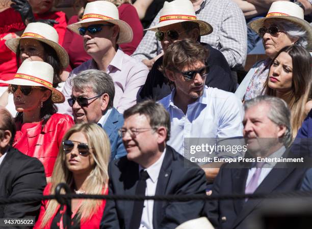 Juan Carlos Ferrero and Eva Alonso attend day three of the Davis Cup World Group Quarter Finals match between Spain and Germany at Plaza de Toros de...