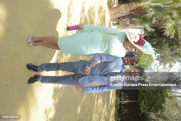 Pastora Soler and Francis Vinolo attend the wedding of Jose Carlos Fernandez and Manuel Cabello on April 7, 2018 in Seville, Spain.