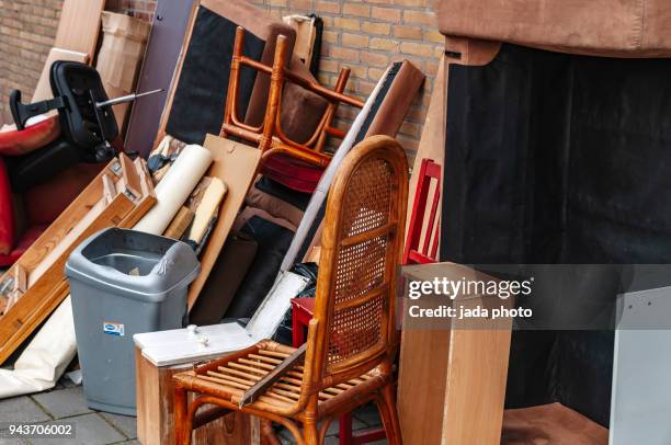 household waste on a big pile - smaltimento rifiuti foto e immagini stock